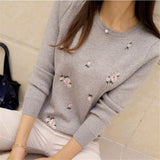 Winter Sweaters 2017 Women Embroidery Ladies Pullover Female Autumn High Elastic Tricot Jumper Fashion Winter Tops Pull Femme