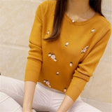 Winter Sweaters 2017 Women Embroidery Ladies Pullover Female Autumn High Elastic Tricot Jumper Fashion Winter Tops Pull Femme