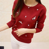 Winter Sweaters 2017 Women Embroidery Ladies Pullover Female Autumn High Elastic Tricot Jumper Fashion Winter Tops Pull Femme