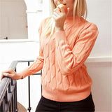 Women Sweaters Long Sleeve Twist Knitted Women's Pullovers Female Winter O Neck Ribbed Short Warm Sweaters Mujer Pull Femme