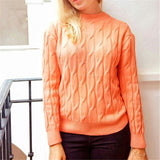 Women Sweaters Long Sleeve Twist Knitted Women's Pullovers Female Winter O Neck Ribbed Short Warm Sweaters Mujer Pull Femme