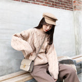 Women Sweaters Long Sleeve Twist Knitted Women's Pullovers Female Winter O Neck Ribbed Short Warm Sweaters Mujer Pull Femme