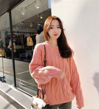 Women Sweaters Long Sleeve Twist Knitted Women's Pullovers Female Winter O Neck Ribbed Short Warm Sweaters Mujer Pull Femme
