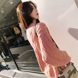 Women Sweaters Long Sleeve Twist Knitted Women's Pullovers Female Winter O Neck Ribbed Short Warm Sweaters Mujer Pull Femme