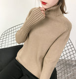 OHRYIYIE Women Turtleneck Winter Sweater 2020 New Khaki Beige Long Sleeve Knitted Pullovers Female Jumper Tricot Tops Pull Femme
