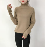 OHRYIYIE Women Turtleneck Winter Sweater 2020 New Khaki Beige Long Sleeve Knitted Pullovers Female Jumper Tricot Tops Pull Femme