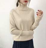 OHRYIYIE Women Turtleneck Winter Sweater 2020 New Khaki Beige Long Sleeve Knitted Pullovers Female Jumper Tricot Tops Pull Femme