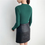 Korean Sweaters For Women Basic High Elastic Knitted Sweater Woman Sexy V-Neck Pullovers Long Sleeve Slim Pull Femme 2018 GKFNMT