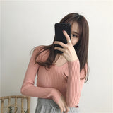 Korean Autumn V Neck Sweater Knitted Fashion Sweaters 2019 Slim Winter Tops For Women Pullover Jumper Pull Femme Truien Dames