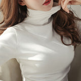 Womens Sweaters 2019 Autumn Winter Tops Turtleneck Sweater Women Black White Thin Pullover Jumper Knitted Sweater Pull Femme New