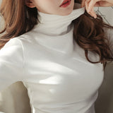 Womens Sweaters 2019 Autumn Winter Tops Turtleneck Sweater Women Black White Thin Pullover Jumper Knitted Sweater Pull Femme New