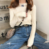 JoinYouth Half Turtleneck Pullovers Solid Appliques 2020 Autumn Winter All Match Women Sweaters Slim New Pull Femme Fashion J261