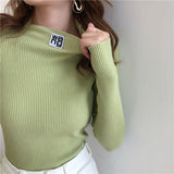 JoinYouth Half Turtleneck Pullovers Solid Appliques 2020 Autumn Winter All Match Women Sweaters Slim New Pull Femme Fashion J261