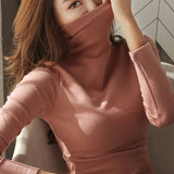 Womens Sweaters 2019 Autumn Winter Tops Turtleneck Sweater Women Black White Thin Pullover Jumper Knitted Sweater Pull Femme New