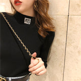JoinYouth Half Turtleneck Pullovers Solid Appliques 2020 Autumn Winter All Match Women Sweaters Slim New Pull Femme Fashion J261