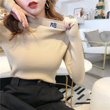 JoinYouth Half Turtleneck Pullovers Solid Appliques 2020 Autumn Winter All Match Women Sweaters Slim New Pull Femme Fashion J261