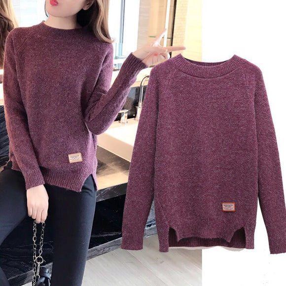 Knitted Solid Pullover Sweater Women Long Sleeve Pullovers Autumn Winter Female Sweater Casual Ladies Jumper Girls Sweaters Warm