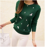 Lcybhe 2020 Autumn Sweater Women Embroidery Knitted Winter Women Sweater And Pullover Female Tricot Jersey Jumper Pull Femme