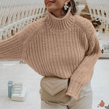 Conmoto inverno pullovers camisola de malha feminina blusas casuais jumper sólido cáqui feminino camisola de gola alta malhas pull femme