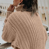 Conmoto inverno pullovers camisola de malha feminina blusas casuais jumper sólido cáqui feminino camisola de gola alta malhas pull femme