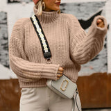 Conmoto inverno pullovers camisola de malha feminina blusas casuais jumper sólido cáqui feminino camisola de gola alta malhas pull femme