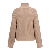 Conmoto inverno pullovers camisola de malha feminina blusas casuais jumper sólido cáqui feminino camisola de gola alta malhas pull femme