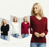 JVEII Women Sweater Knitted Female Long Sleeve V-neck Cashmere Sweater And Pullover Female Autumn Winter Slim Jumpers Casual