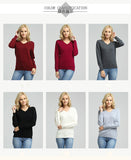 JVEII Women Sweater Knitted Female Long Sleeve V-neck Cashmere Sweater And Pullover Female Autumn Winter Slim Jumpers Casual