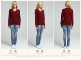 JVEII Women Sweater Knitted Female Long Sleeve V-neck Cashmere Sweater And Pullover Female Autumn Winter Slim Jumpers Casual