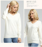 JVEII Women Sweater Knitted Female Long Sleeve V-neck Cashmere Sweater And Pullover Female Autumn Winter Slim Jumpers Casual