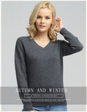 JVEII Women Sweater Knitted Female Long Sleeve V-neck Cashmere Sweater And Pullover Female Autumn Winter Slim Jumpers Casual