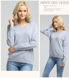 JVEII Women Sweater Knitted Female Long Sleeve V-neck Cashmere Sweater And Pullover Female Autumn Winter Slim Jumpers Casual