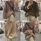 Autumn Winter Knitted Sweater Pull Femme Oversize Loose Long Sleeve Solid Color Long Warm Sweater Jumper For Women