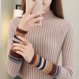 JoinYouth Half Turtleneck Warm Pullovers 2020 Autumn Winter Clothes Women Striped Warm Sweaters Korean Pull Femme Slim J223