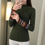 JoinYouth Half Turtleneck Warm Pullovers 2020 Autumn Winter Clothes Women Striped Warm Sweaters Korean Pull Femme Slim J223