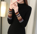 JoinYouth Half Turtleneck Warm Pullovers 2020 Autumn Winter Clothes Women Striped Warm Sweaters Korean Pull Femme Slim J223