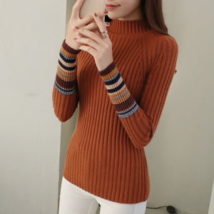 JoinYouth Half Turtleneck Warm Pullovers 2020 Autumn Winter Clothes Women Striped Warm Sweaters Korean Pull Femme Slim J223