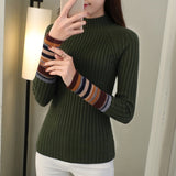 JoinYouth Half Turtleneck Warm Pullovers 2020 Autumn Winter Clothes Women Striped Warm Sweaters Korean Pull Femme Slim J223