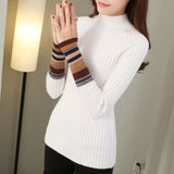 JoinYouth Half Turtleneck Warm Pullovers 2020 Autumn Winter Clothes Women Striped Warm Sweaters Korean Pull Femme Slim J223
