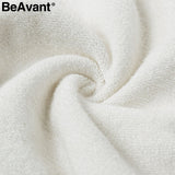 BeAvant Knitted winter sweater women pullover Lantern sleeve ladies sweaters female Minimalist pull femme sweet white jumper