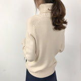 OHRYIYIE Women Turtleneck Winter Sweater 2020 New Khaki Beige Long Sleeve Knitted Pullovers Female Jumper Tricot Tops Pull Femme