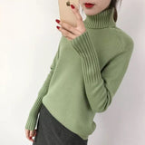OHRYIYIE Women Turtleneck Winter Sweater 2020 New Khaki Beige Long Sleeve Knitted Pullovers Female Jumper Tricot Tops Pull Femme