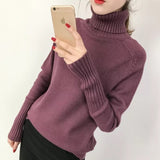 OHRYIYIE Women Turtleneck Winter Sweater 2020 New Khaki Beige Long Sleeve Knitted Pullovers Female Jumper Tricot Tops Pull Femme