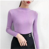 Bonjean Knitted Jumper Autumn Winter Tops Turtleneck Pullovers Casual Sweaters Women Shirt Long Sleeve Short Slim Sweater Girls