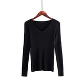 Autumn V Neck Sweater Knitted Fashion Womens Sweaters 2019 Winter Tops For Women Pullover Jumper Pull Femme Hiver Truien Dames