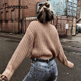 Fargeous Khaki Turtleneck Women Sweater Autumn Winter Long Sleeve Jumper 2019 Knitted Loose Fashion Pullover Femme
