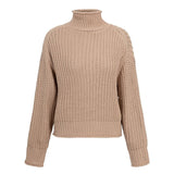 Fargeous Khaki Turtleneck Women Sweater Autumn Winter Long Sleeve Jumper 2019 Knitted Loose Fashion Pullover Femme