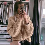 Conmoto inverno pullovers camisola de malha feminina blusas casuais jumper sólido cáqui feminino camisola de gola alta malhas pull femme