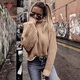 Conmoto inverno pullovers camisola de malha feminina blusas casuais jumper sólido cáqui feminino camisola de gola alta malhas pull femme