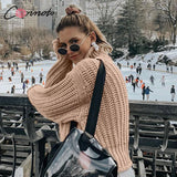 Conmoto inverno pullovers camisola de malha feminina blusas casuais jumper sólido cáqui feminino camisola de gola alta malhas pull femme